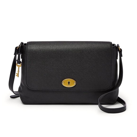 New Fossil Gabriella Medium Flap Crossbody Black - Picture 1 of 4